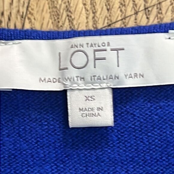ANN TAYLOR ITALIAN YARN COBALT BLUE PEPLUM SWEATER XS‎ - Picture 6 of 7